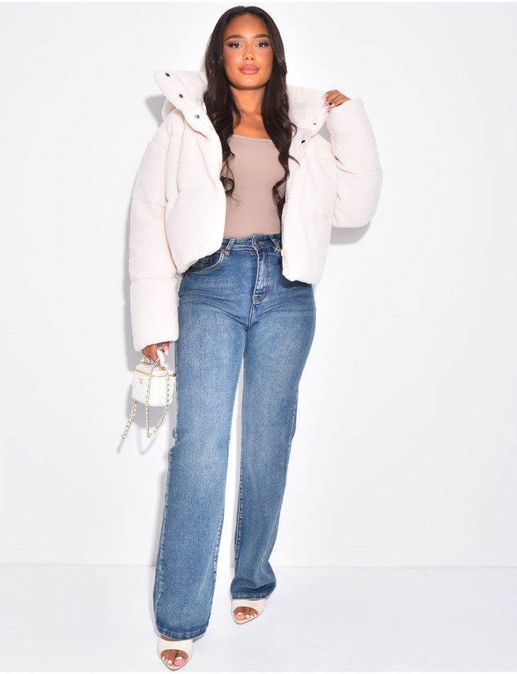 Kurze Daunenjacke aus Schaffell