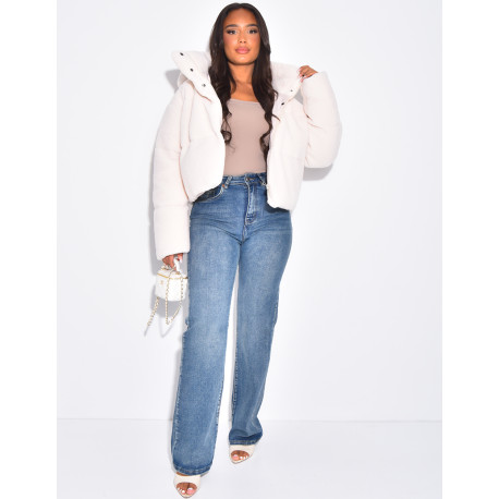 Kurze Daunenjacke aus Schaffell