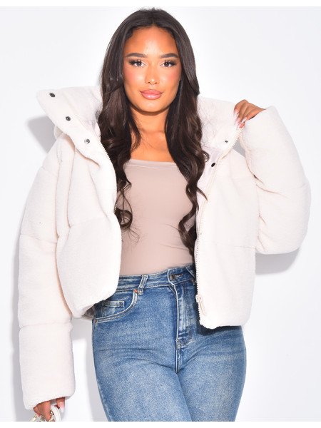 Kurze Daunenjacke aus Schaffell