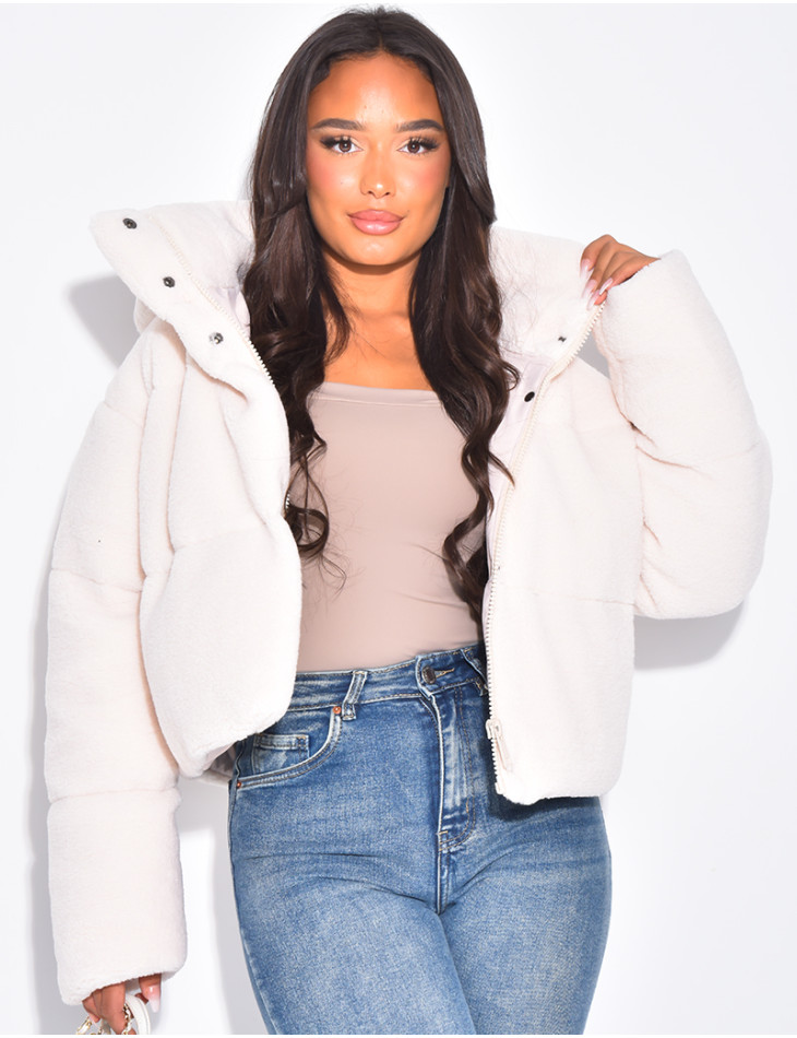 Kurze Daunenjacke aus Schaffell