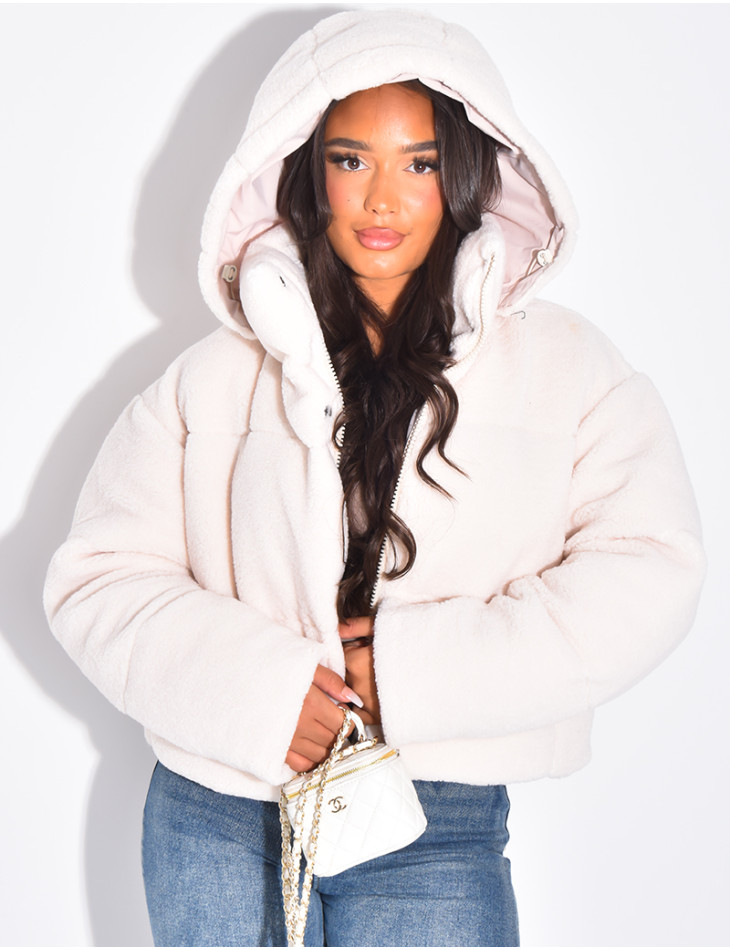 Kurze Daunenjacke aus Schaffell