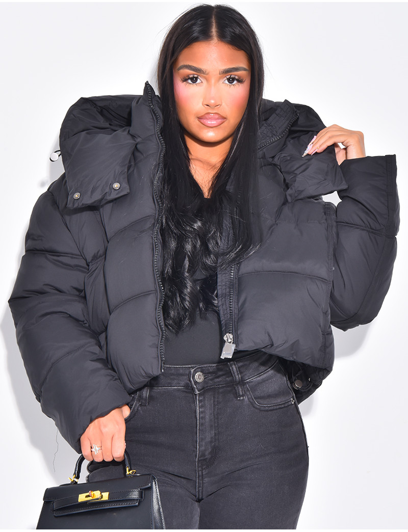 Doudoune courte matelassée à capuche