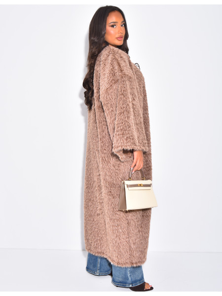 Kimono long effet fausse fourrure