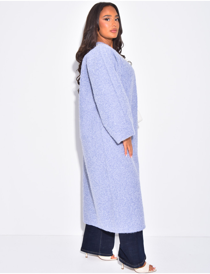 Oversized coat in mottled wool