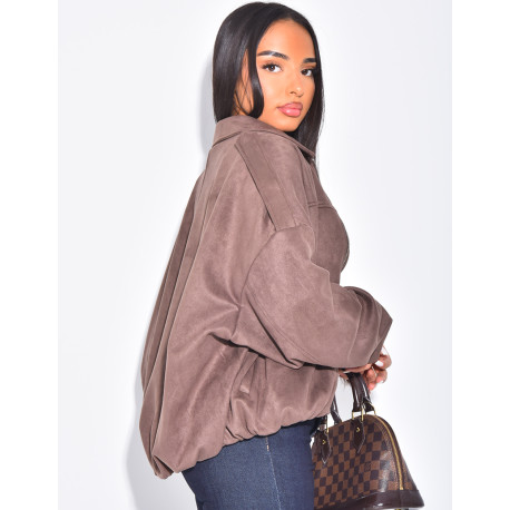 Veste oversize en suédine camel