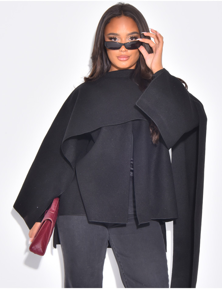 Short felt jacket with cape