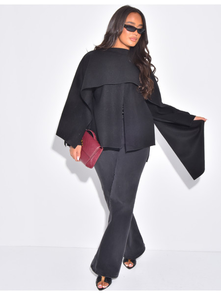 Short felt jacket with cape