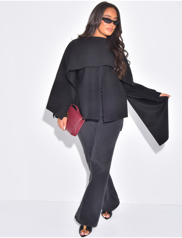 Short felt jacket with cape