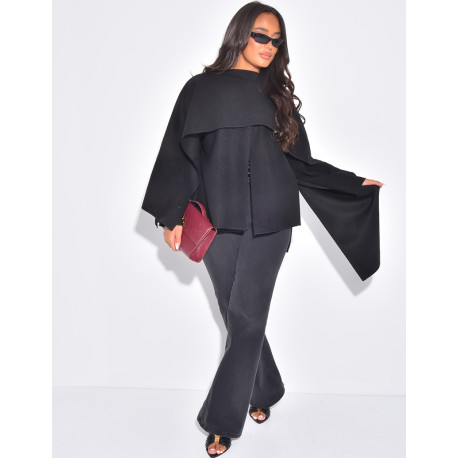 Short felt jacket with cape