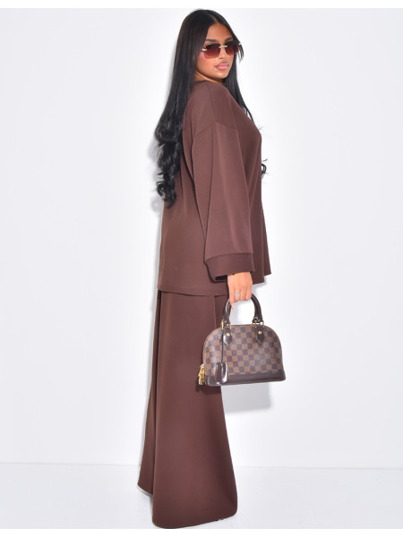 Flowing pants and long-sleeved T-shirt set