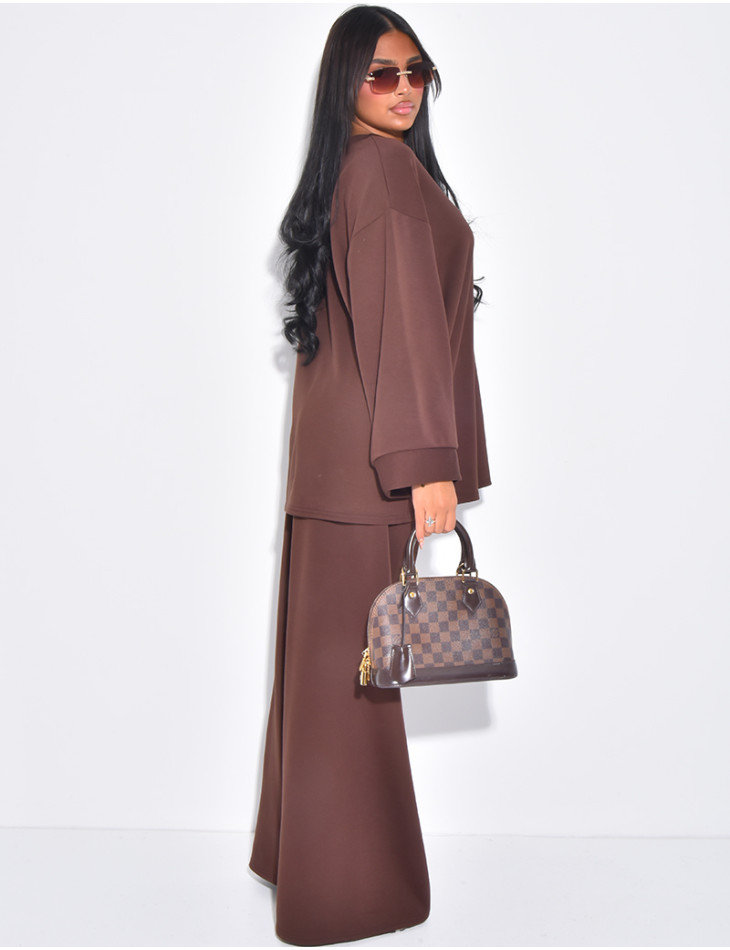 Flowing pants and long-sleeved T-shirt set