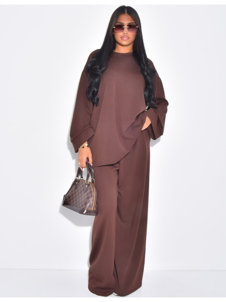 Flowing pants and long-sleeved T-shirt set