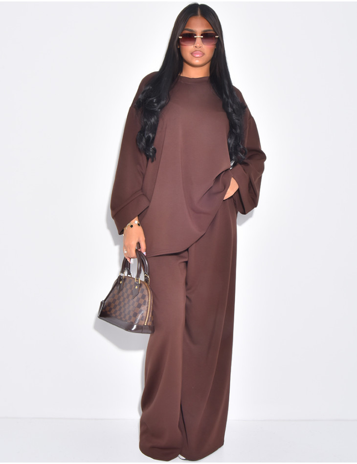 Flowing pants and long-sleeved T-shirt set
