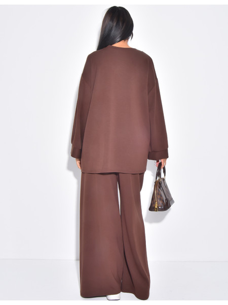 Flowing pants and long-sleeved T-shirt set