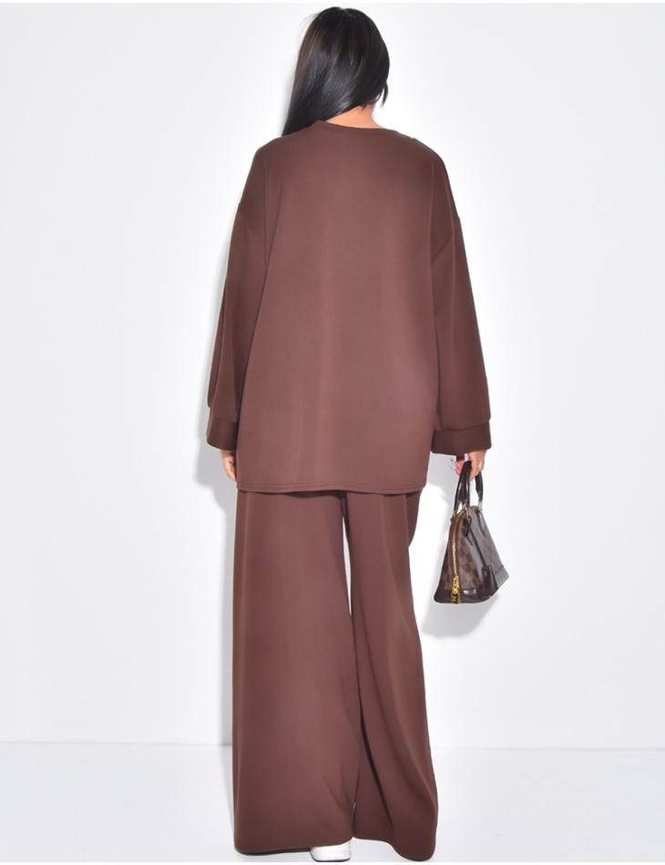 Flowing pants and long-sleeved T-shirt set