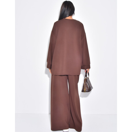 Flowing pants and long-sleeved T-shirt set