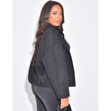 Short suede bomber jacket