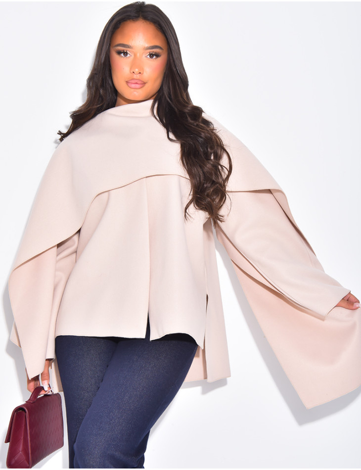 Veste courte en feutrine avec cape