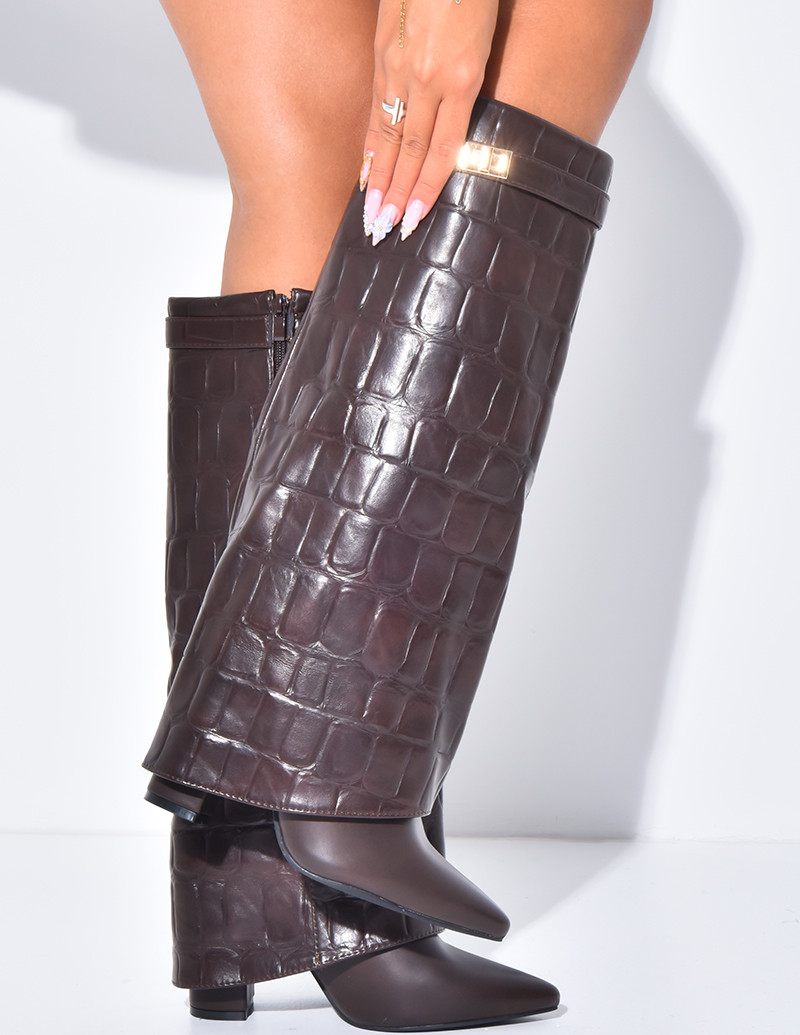 Faux leather boots with...