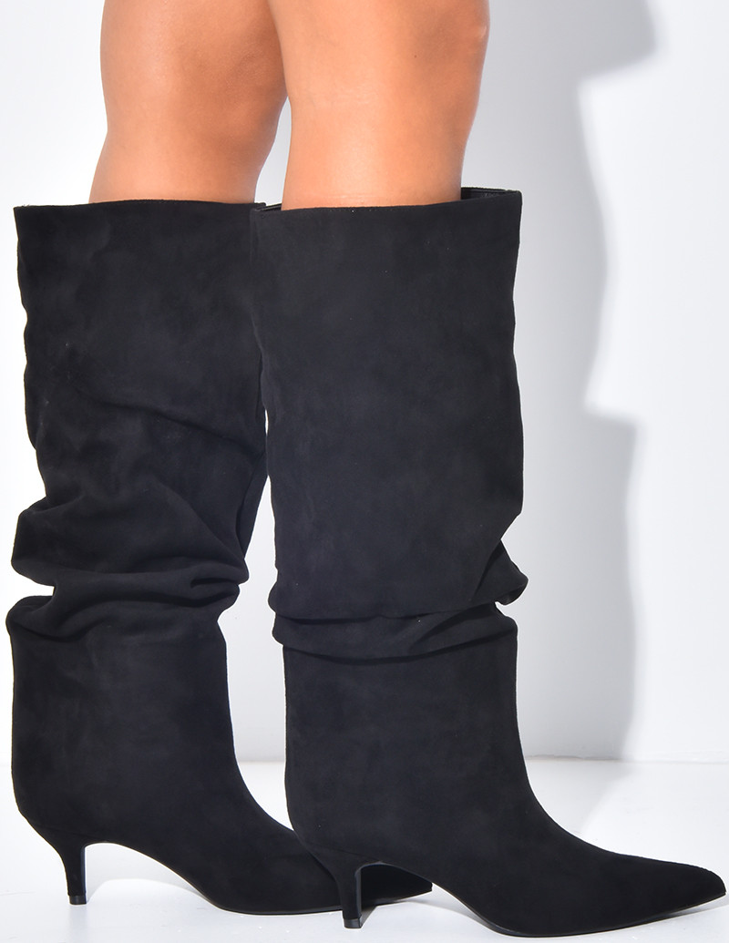 Slip-on suede boots with...