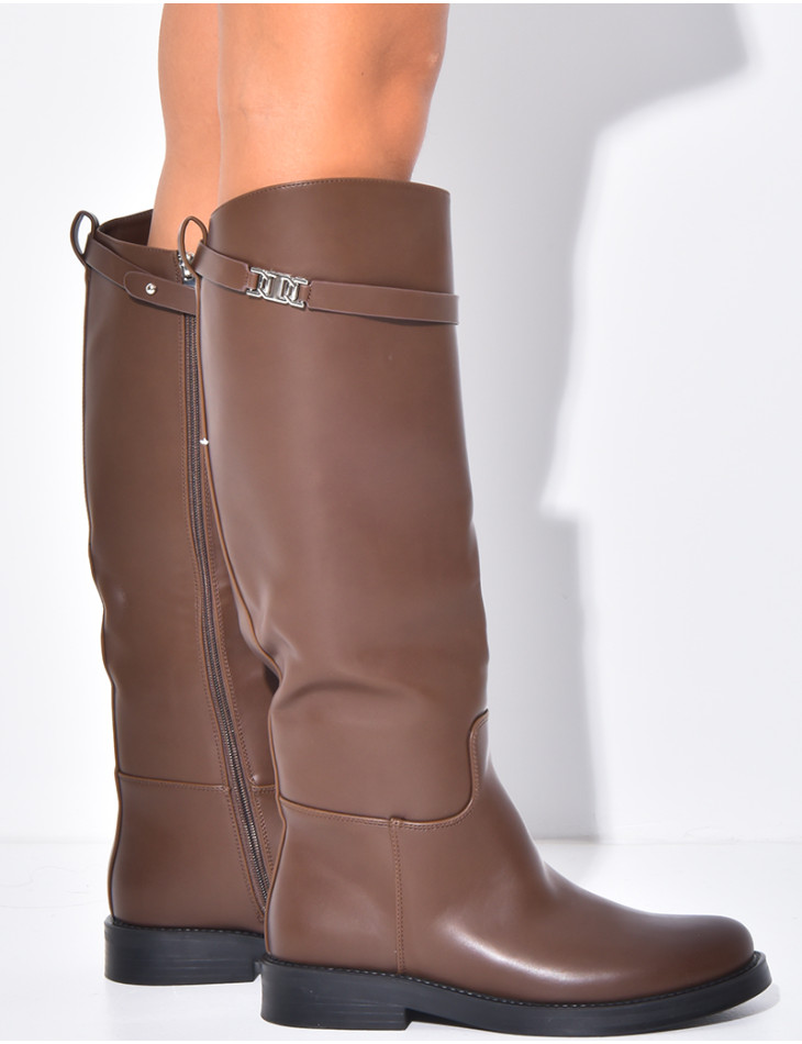Bottes plates & montantes en similicuir