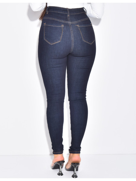 Jeans skinny taille haute stretchy bleu brut