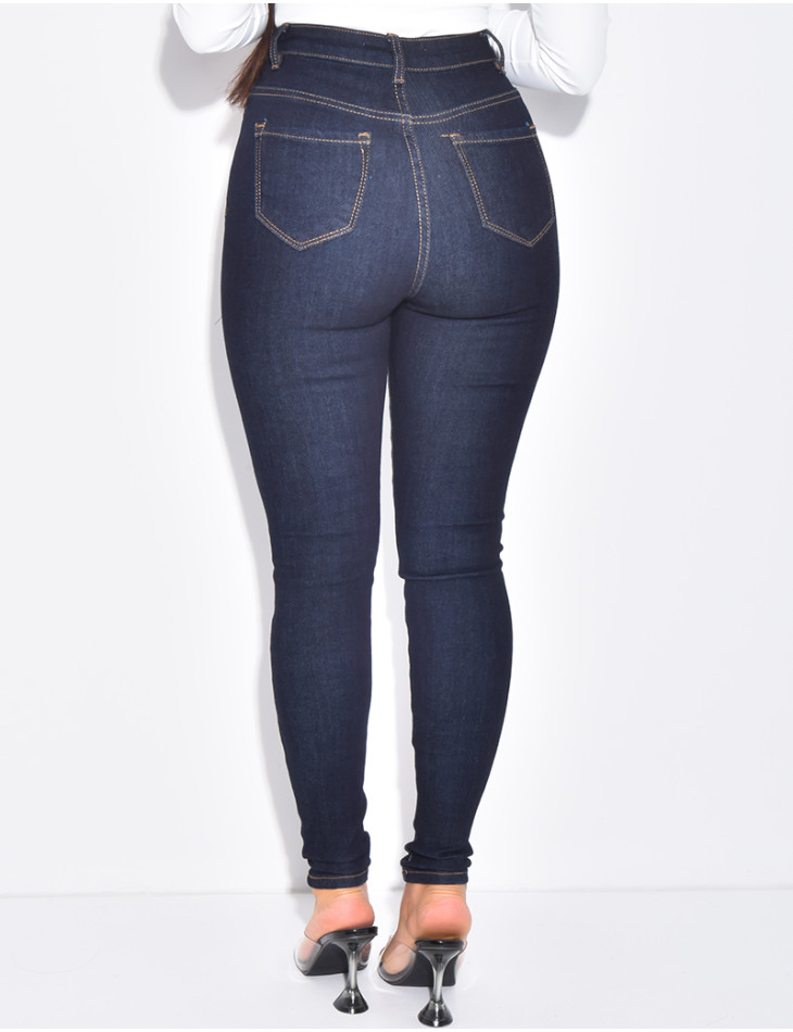 Jeans skinny taille haute stretchy bleu brut
