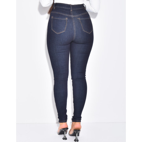 Jeans skinny taille haute stretchy bleu brut