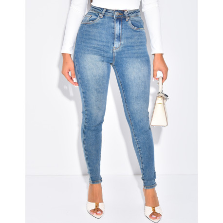 Jeans skinny taille haute stretchy délavé