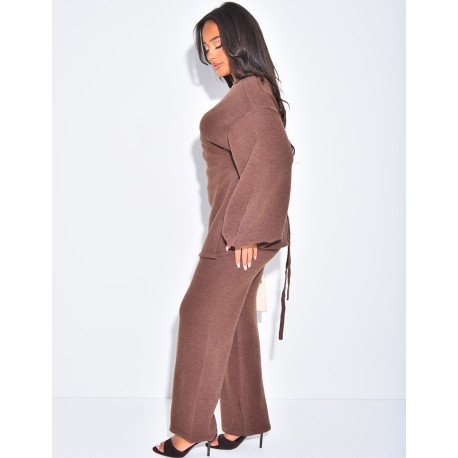 Kimono and knit pants set