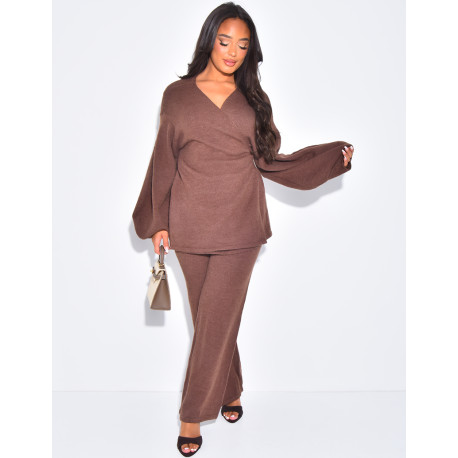 Kimono and knit pants set