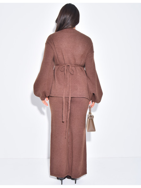 Kimono and knit pants set