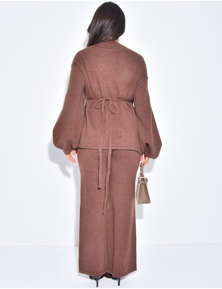 Kimono and knit pants set