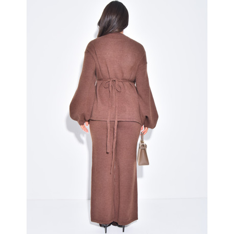 Kimono and knit pants set