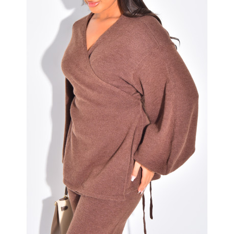Kimono and knit pants set