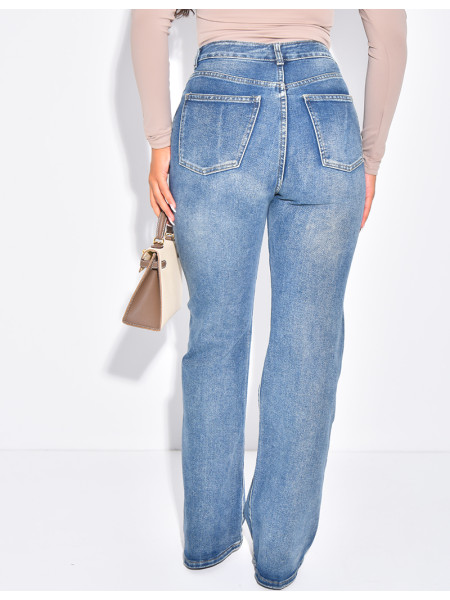 Gerade geschnittene Jeans in blauer Waschung mit Stretchanteil