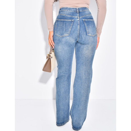 Gerade geschnittene Jeans in blauer Waschung mit Stretchanteil