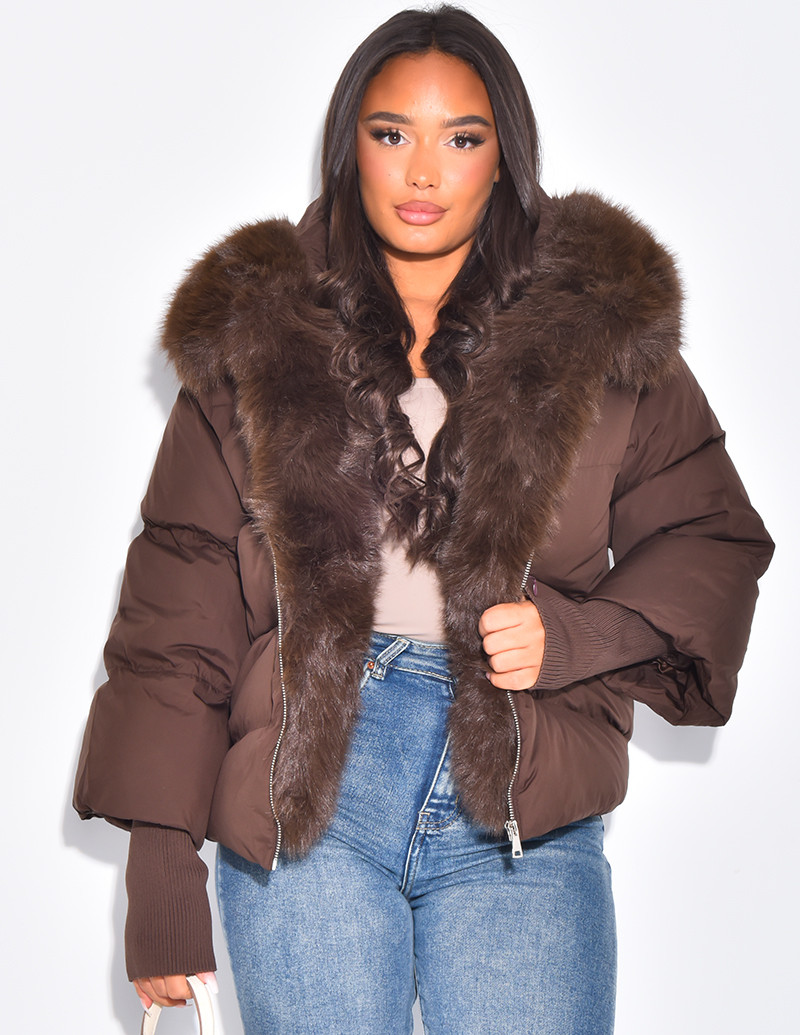 Short, oversized quilted...