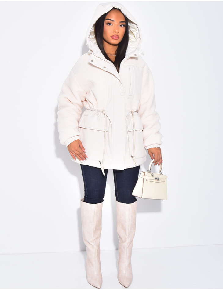 Parka-style sheepskin coat