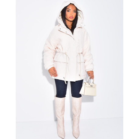 Parka-style sheepskin coat