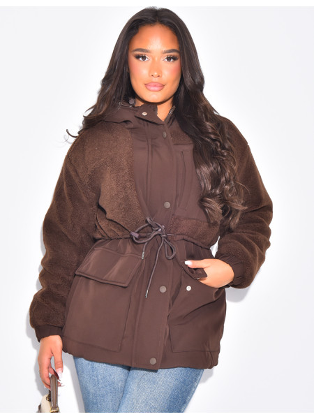 Parka-artige Daunenjacke aus Lammfell
