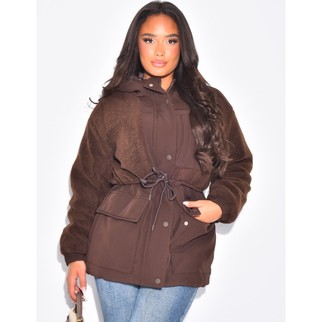 Parka-artige Daunenjacke aus Lammfell