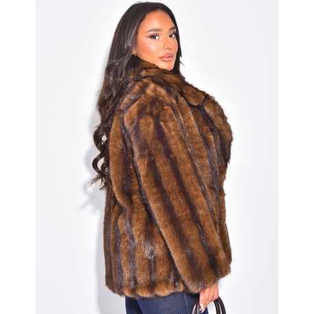 Manteau mi-long en fausse fourrure
