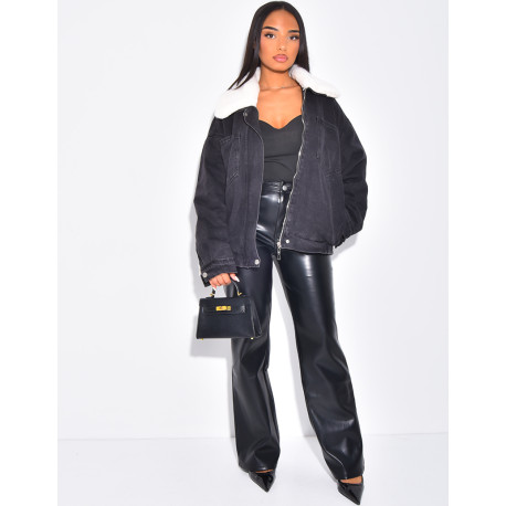 Jeansjacke mit Pelzfutter