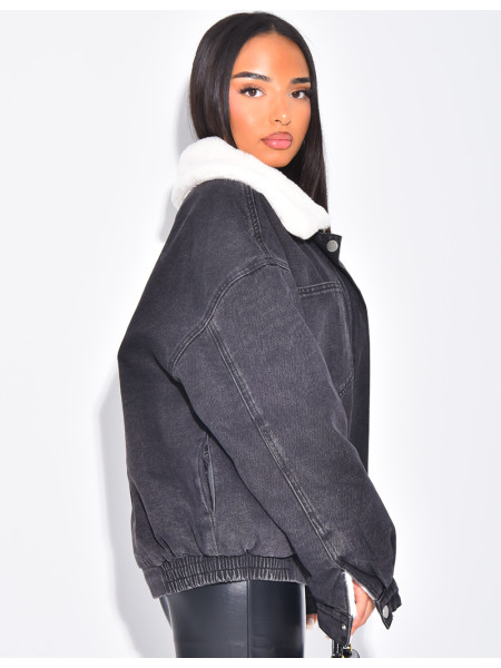 Jeansjacke mit Pelzfutter