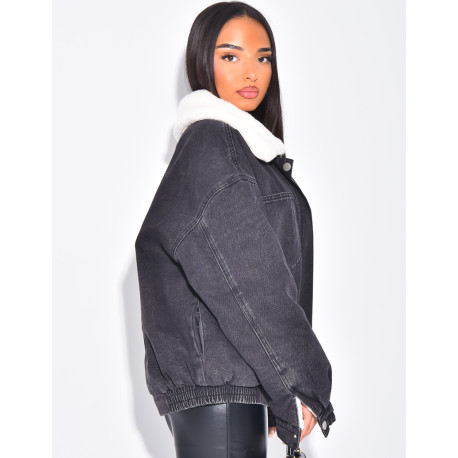 Jeansjacke mit Pelzfutter