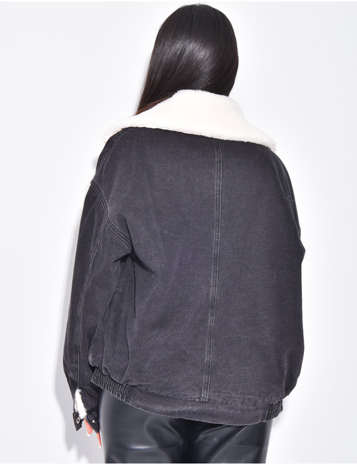 Jeansjacke mit Pelzfutter