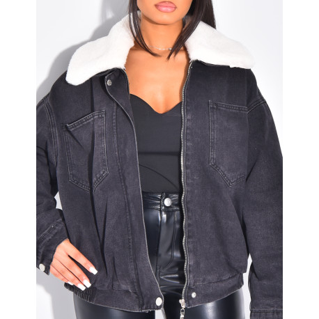 Jeansjacke mit Pelzfutter