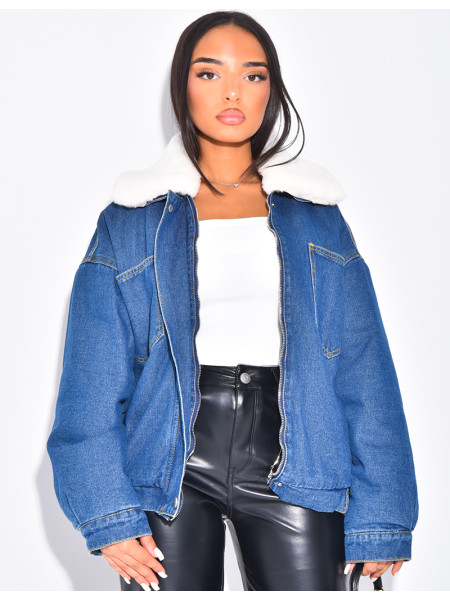 Jeansjacke mit Pelzfutter