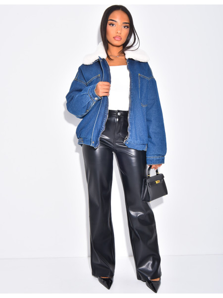 Jeansjacke mit Pelzfutter